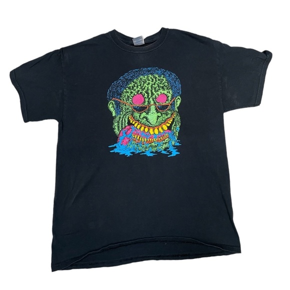 Gildan black psychedelic graphic cotton tee size large - Picture 1 of 8